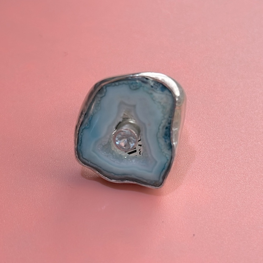 NWT Sea foam agate and topaz set in .925 Sterling silver - Picture 10 of 12